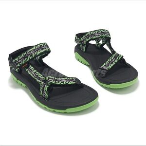 Teva Black and Green Water Strap Sandals